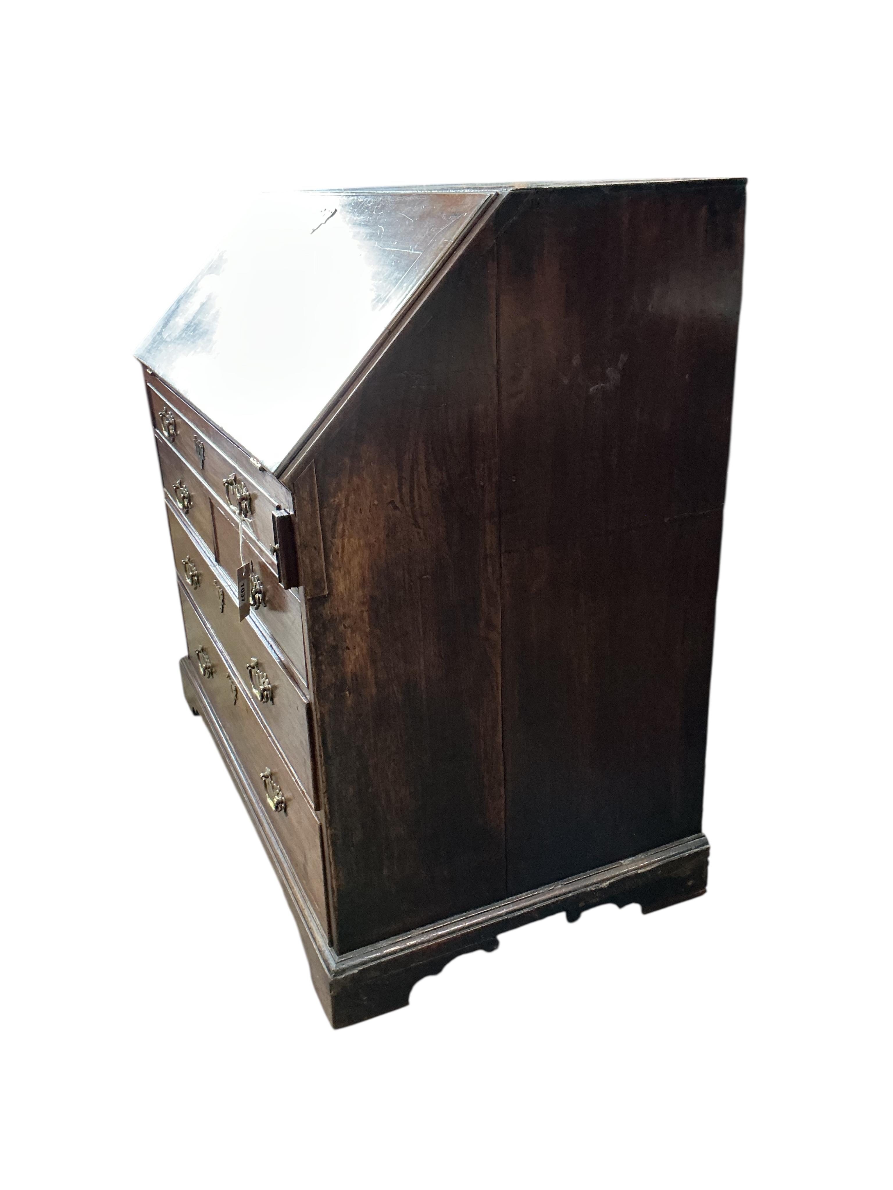 A George III mahogany bureau, width 96cm, depth 56cm, height 97cm